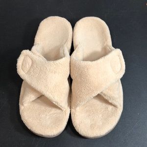 VIONIC TERRY CLOTH SLIPPERS TAN LADIES SIZE 8